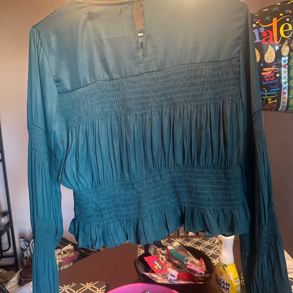 Teal Smocked Women's Top